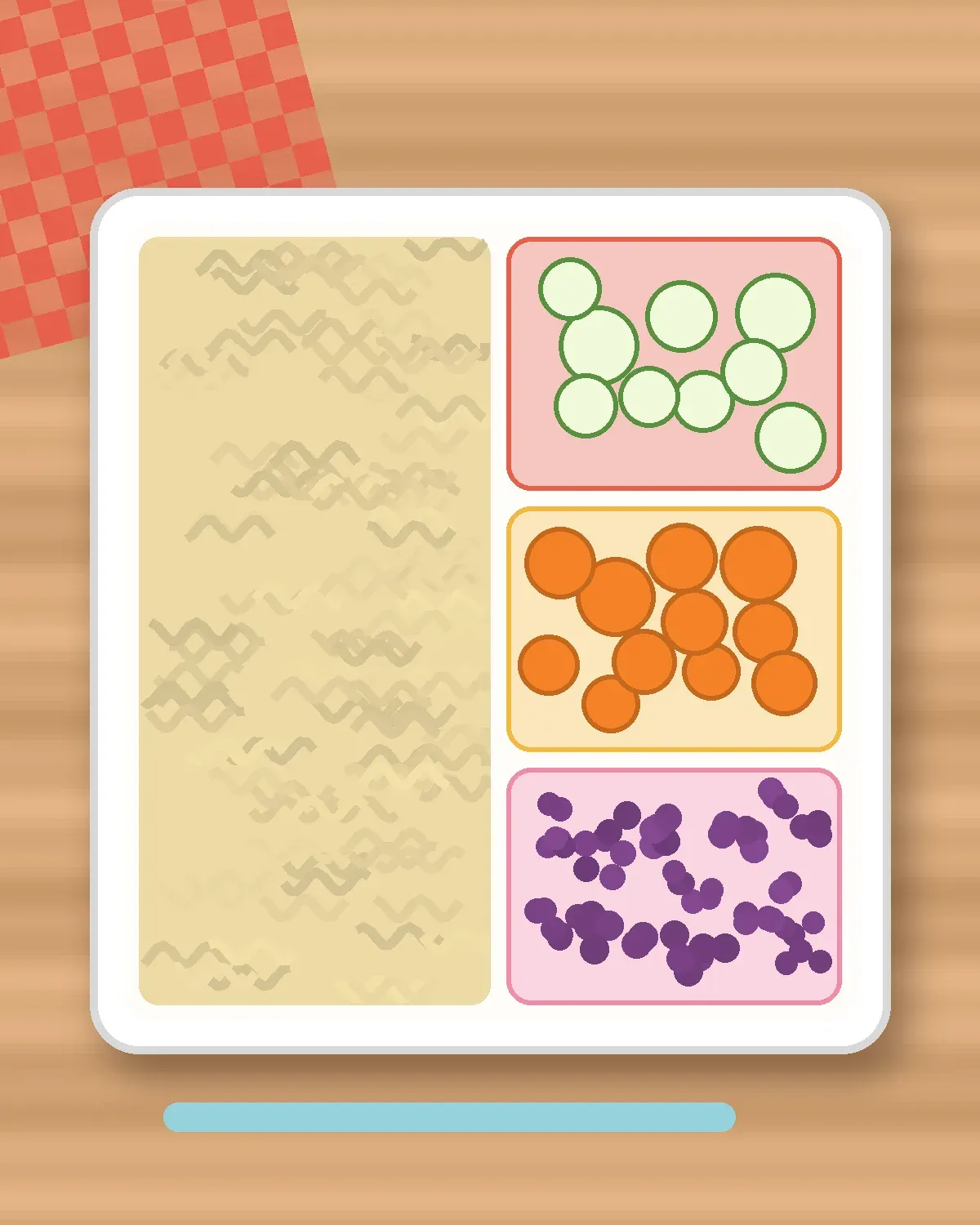 Illustration of Cold Sesame Noodles in a colourful bento box