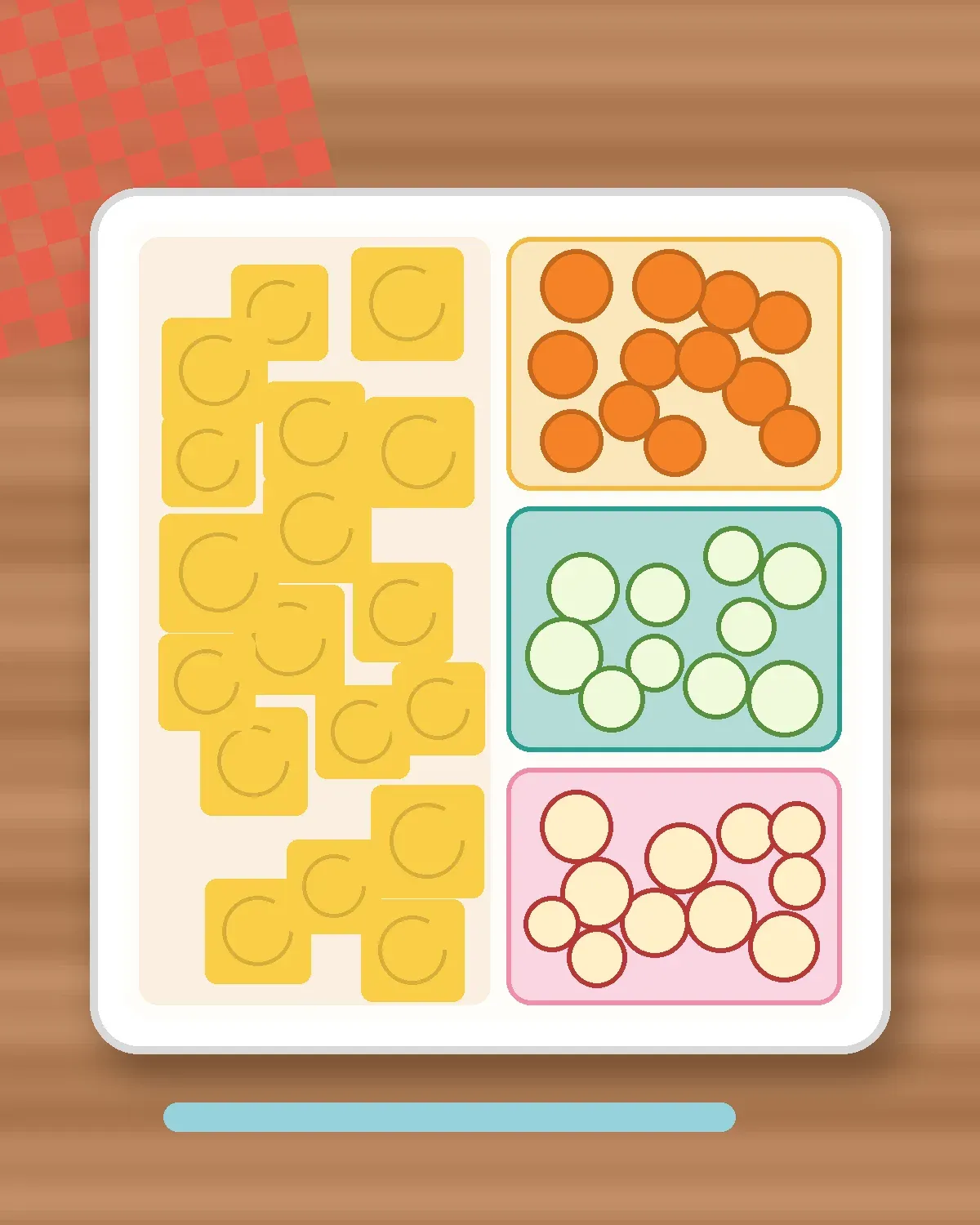 Illustration of Mini Gyeranjjim (Fluffy Steamed Egg) in a colourful bento box