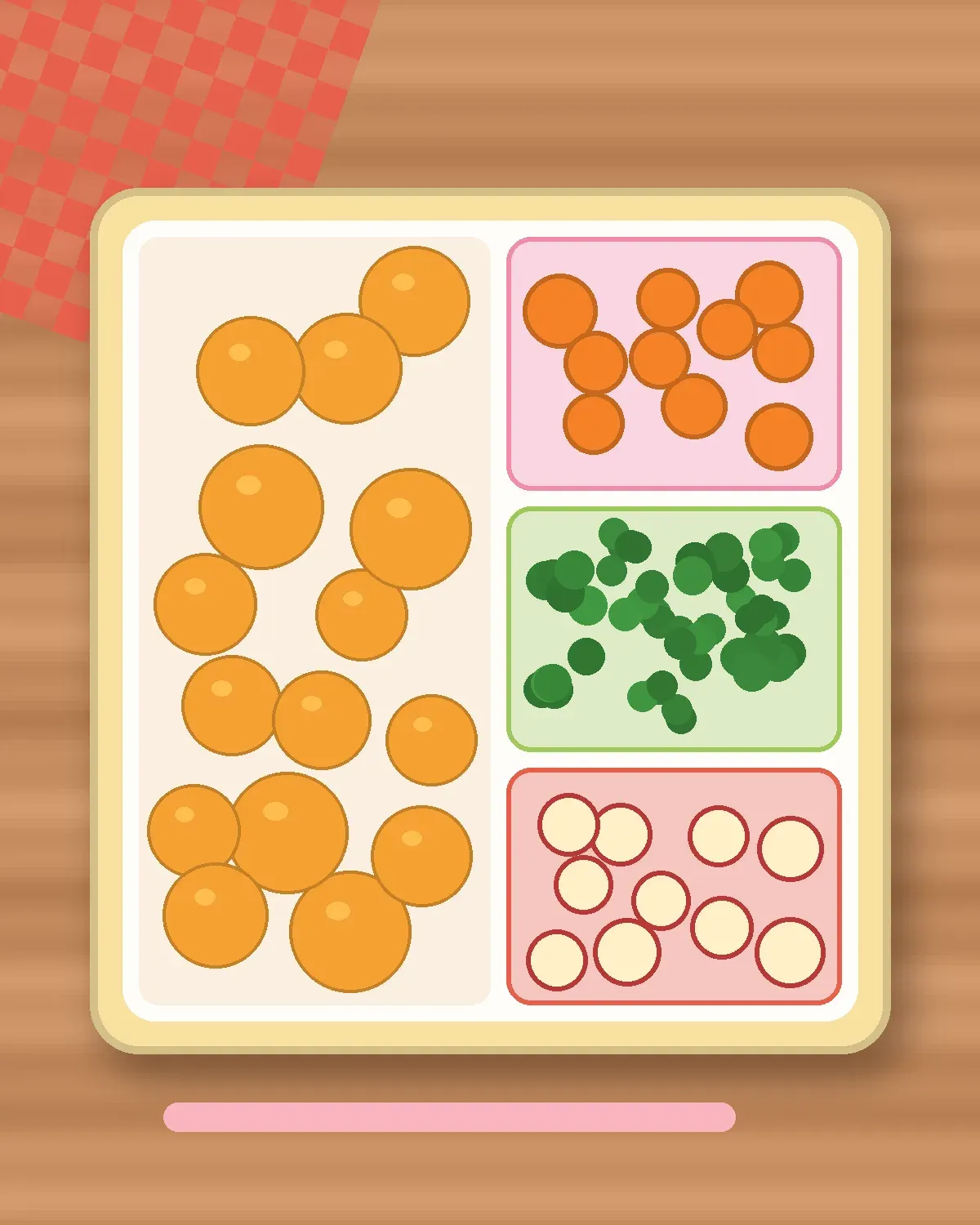 Illustration of Simmered Kabocha Bites in a colourful bento box