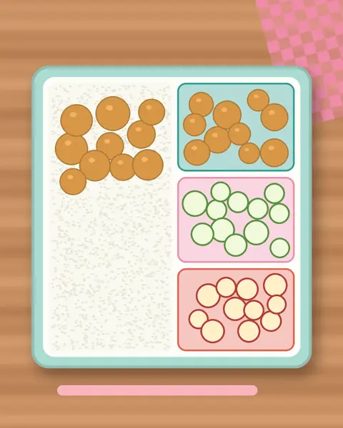 Illustration of Chicken Rice Bento in a colourful bento box