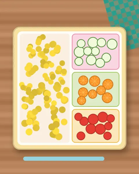 Illustration of Corn Cup in a colourful bento box