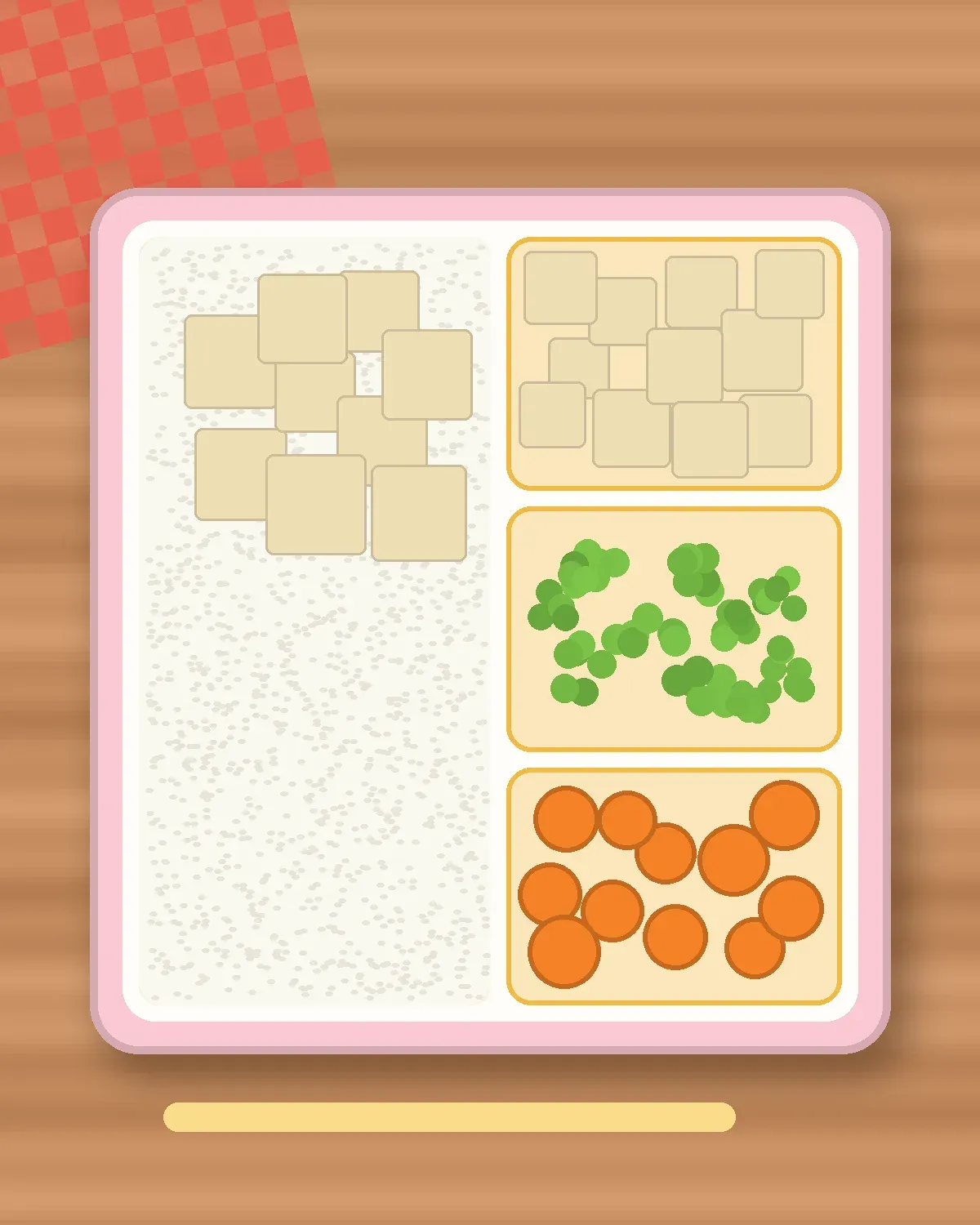 Illustration of Tofu Fried Rice in a colourful bento box
